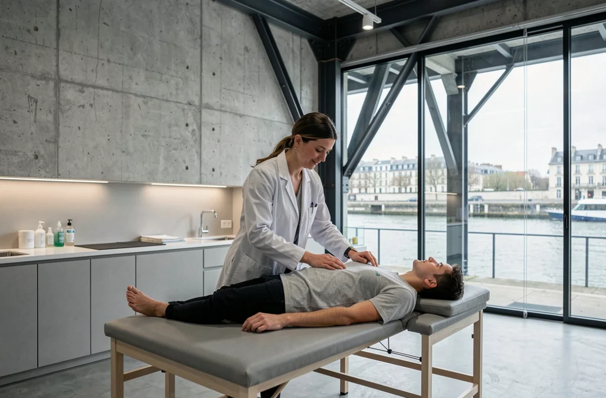 Cabinet d'ostéopathie de l'Île de Nantes dans un espace moderne avec vue sur la Loire