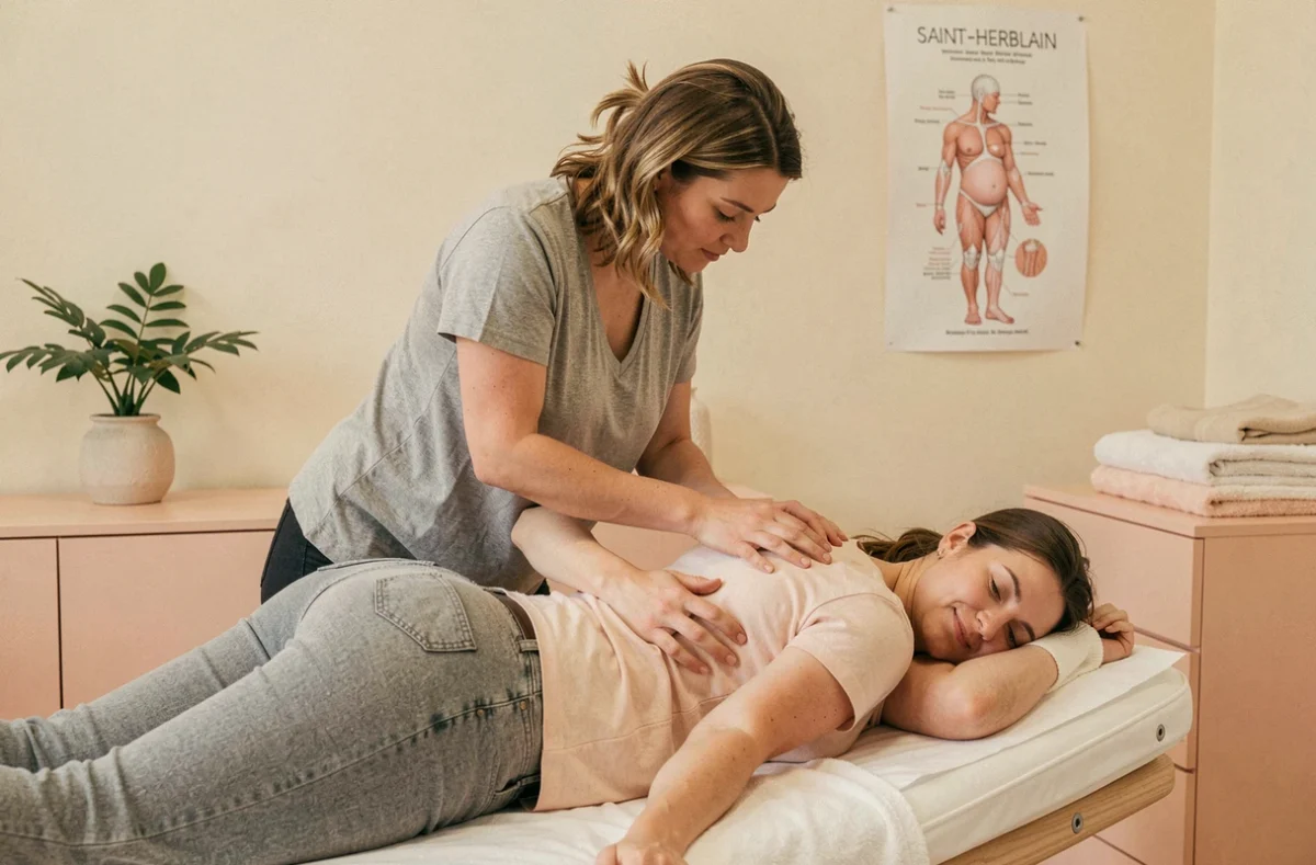 Cabinet Périnat'Ostéo à Saint-Herblain, ostéopathe spécialisée prenant en charge une femme enceinte