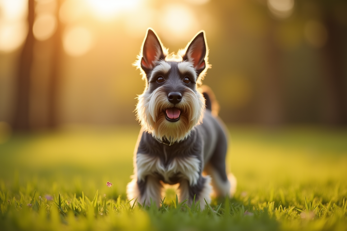 Schnauzer heureux sur l