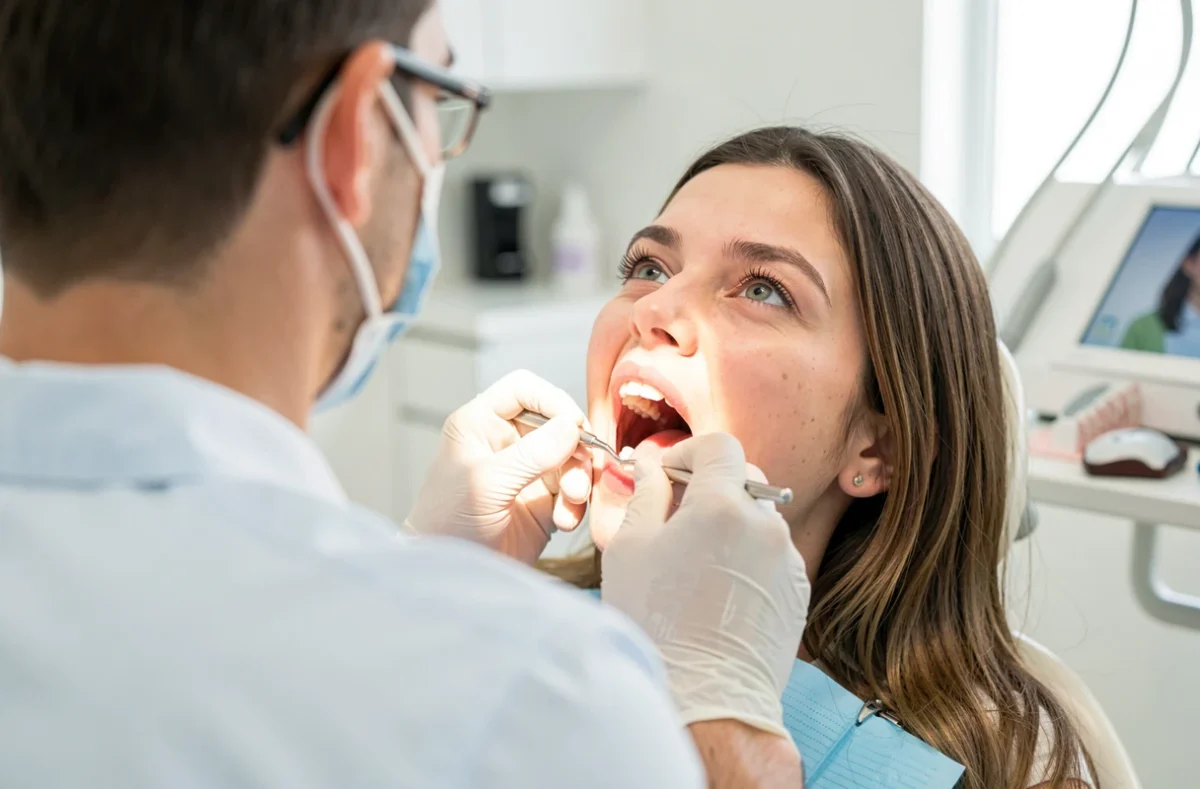Examen de la bouche chez le dentiste après une blessure à la langue