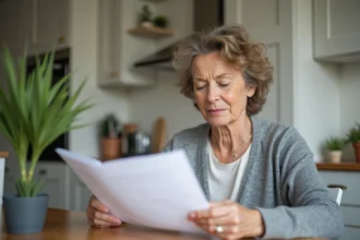 Femme lisant un document médical sur les maladies prises en charge à 100% par l'Assurance Maladie