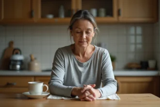 Femme massant sa main pour soulager une paresthésie, remède de grand-mère à la maison