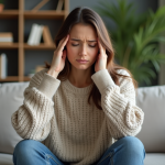Femme en détresse dans un salon moderne