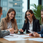 Groupe de professionnels en réunion dans un bureau moderne