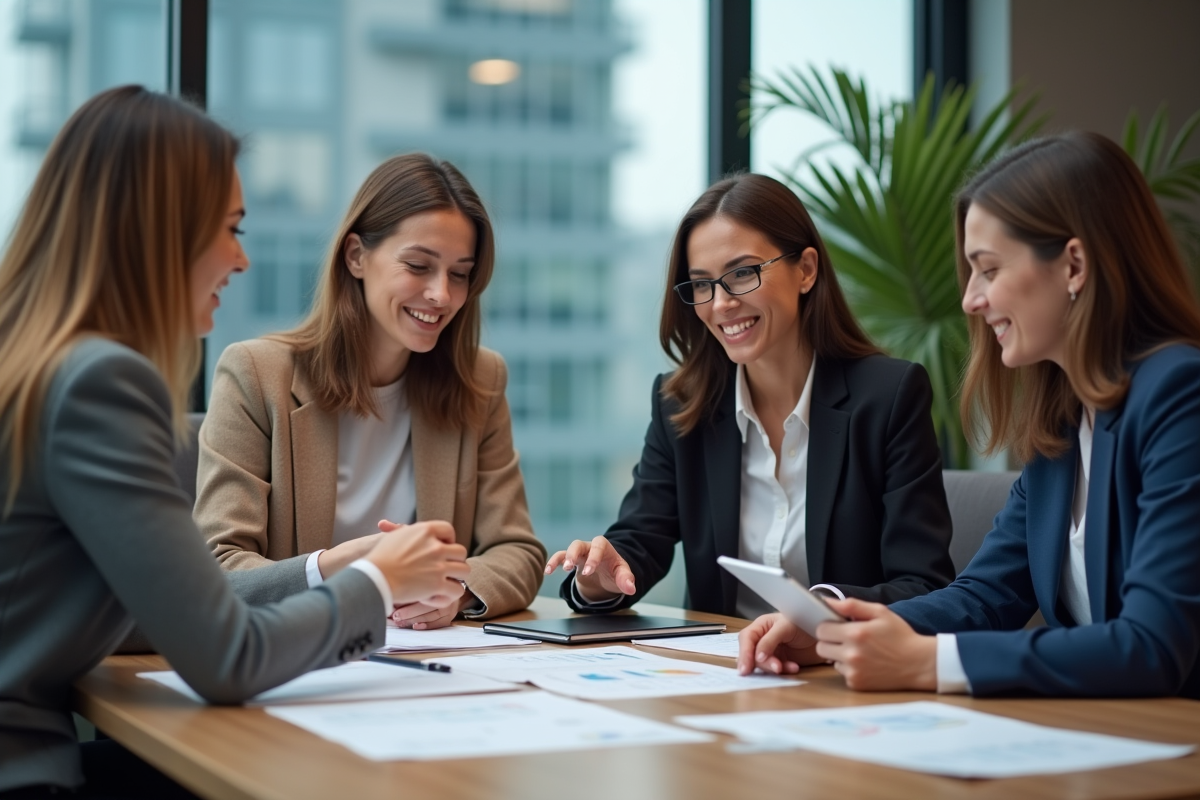 Groupe de professionnels en réunion dans un bureau moderne