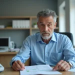 Homme d'âge moyen regardant un graphique de pression artérielle