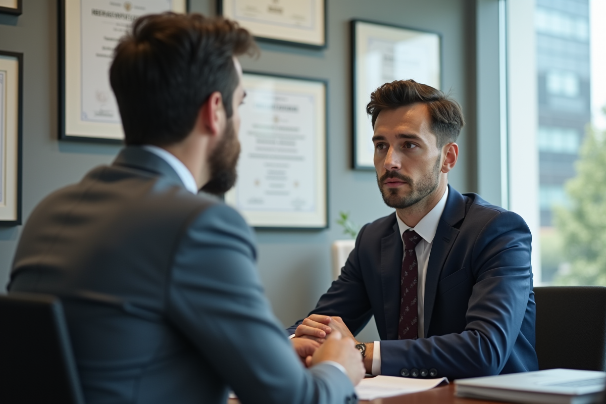 Jeune homme en discussion avec un psychiatre dans un cabinet professionnel