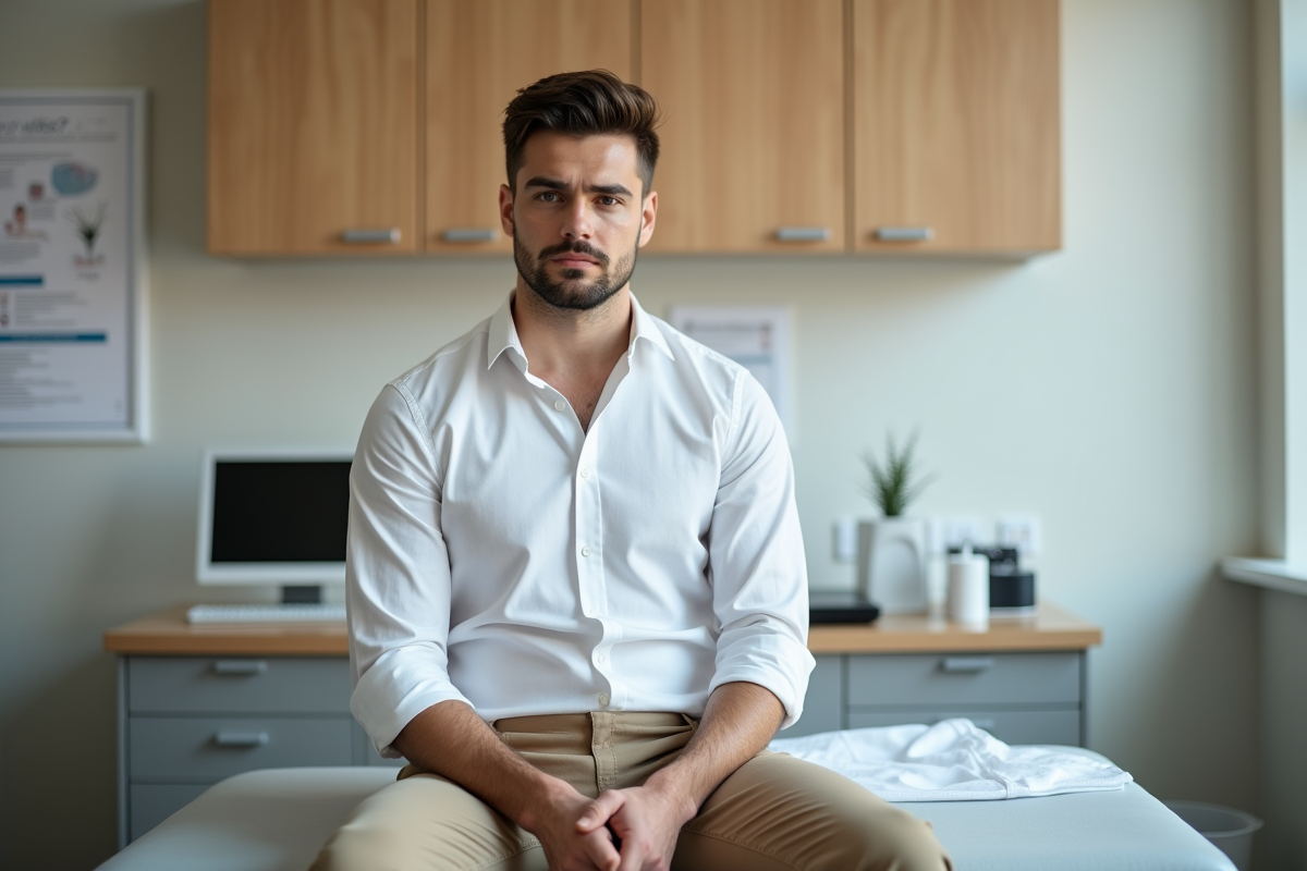 Jeune homme en consultation dans une clinique