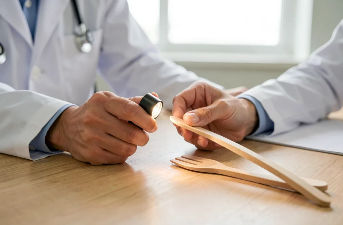 Matériel d'examen médical sur le bureau d'un médecin en consultation