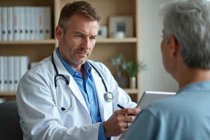 Medecin attentif écoute patient en consultation