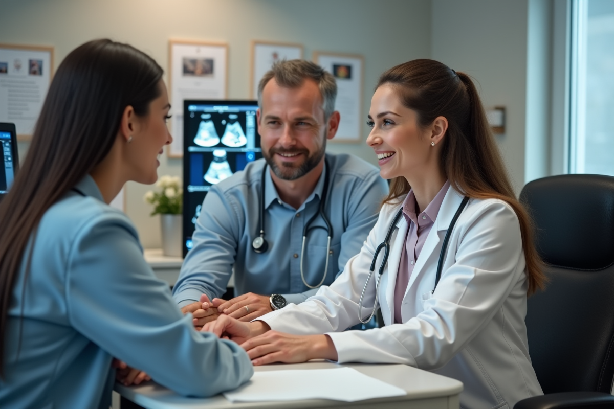 Docteur expliquant des images d