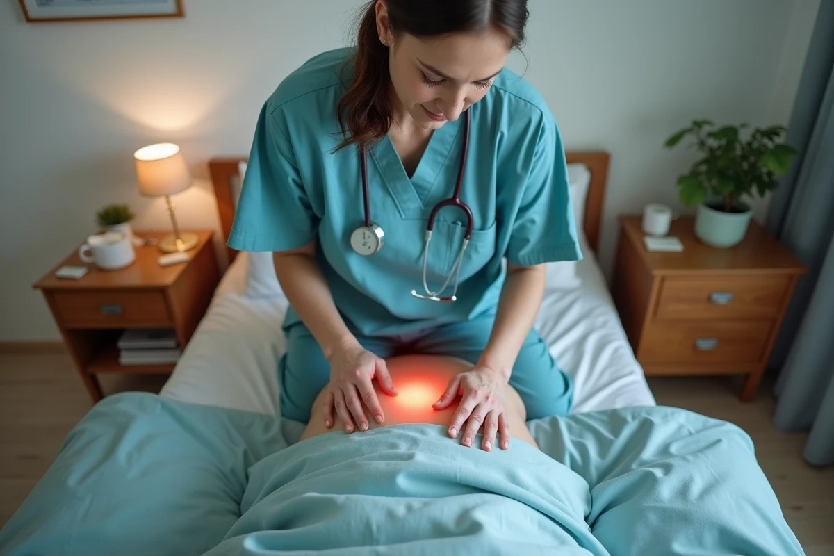 Infirmière inspectant la zone sacrée d un patient